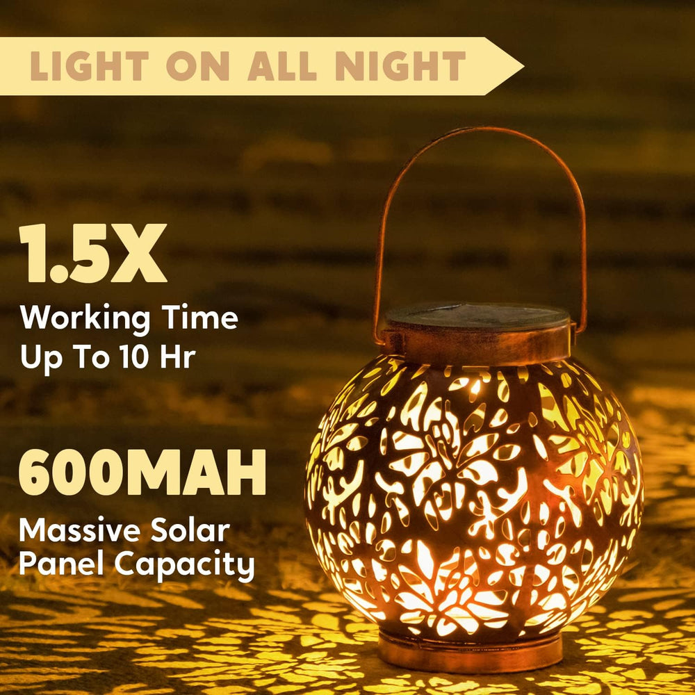 JOIEDOMI 2 Pack Outdoor Solar Hanging Lantern Lights, Waterproof Tabletop wit...
