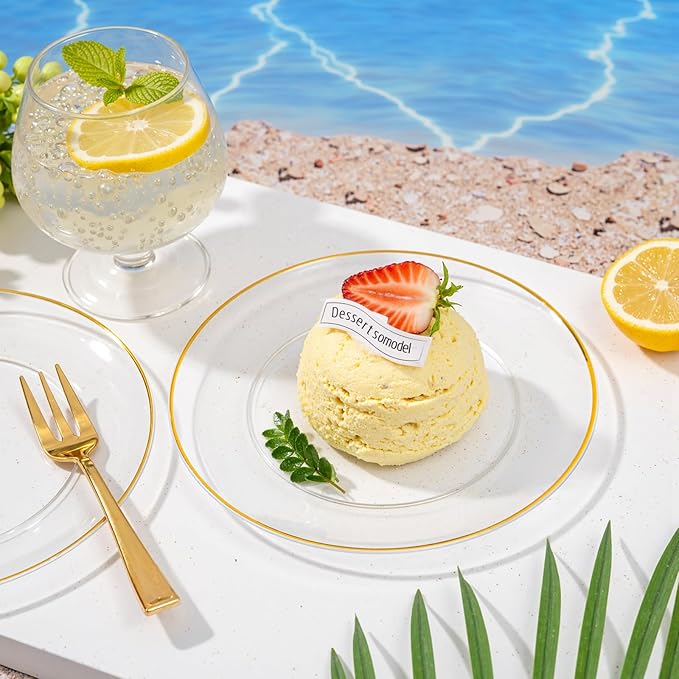 Festiva 200Pcs Clear Plastic Dessert Plates Disposable 6.3" with Plastic Forks 5" - Small Clear Plates-Dessert/Cake/Appetizer Plates for Thanksgiving/Christmas Party & Wedding - Serve for 100Guests