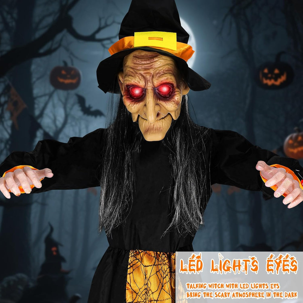 67" Halloween Hanging Witch, Halloween Decoration Outdoor Talking Ghost ...
