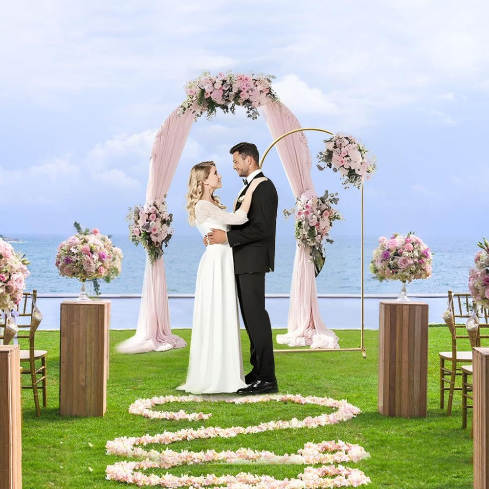 Metal Arch Backdrop Stand Set of 2 With White Cover (7.2FT+6FT)