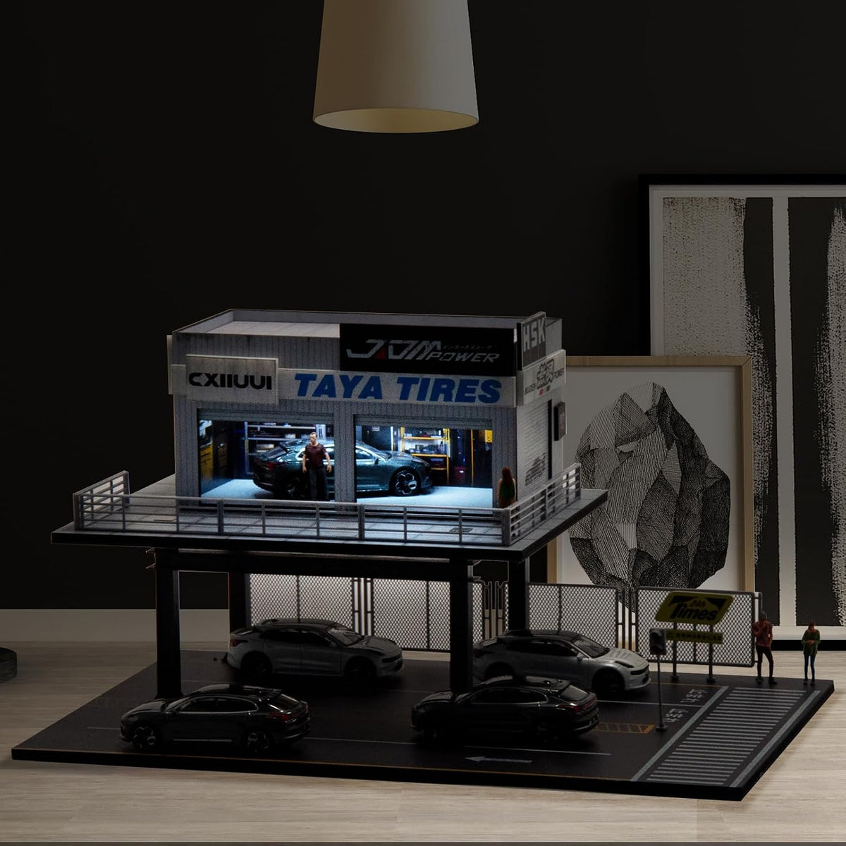 1/64 Scale Car Repair Scene Model Garage Display Case Garage Model