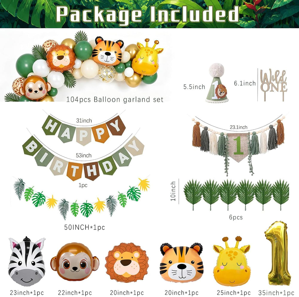 119Pcs Wild One Birthday Decorations For Boys, Safari 1st Birthday Decoration...