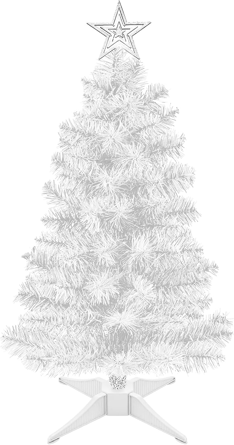 DUUDO 4FT Premium Hinged Artificial Holiday Small Mini Christmas Tree for Tabletop,Home, Office, Indoor and Outdoor Holiday Decoration,Easy Assembly Metal Hinges & Foldable Base White Tree