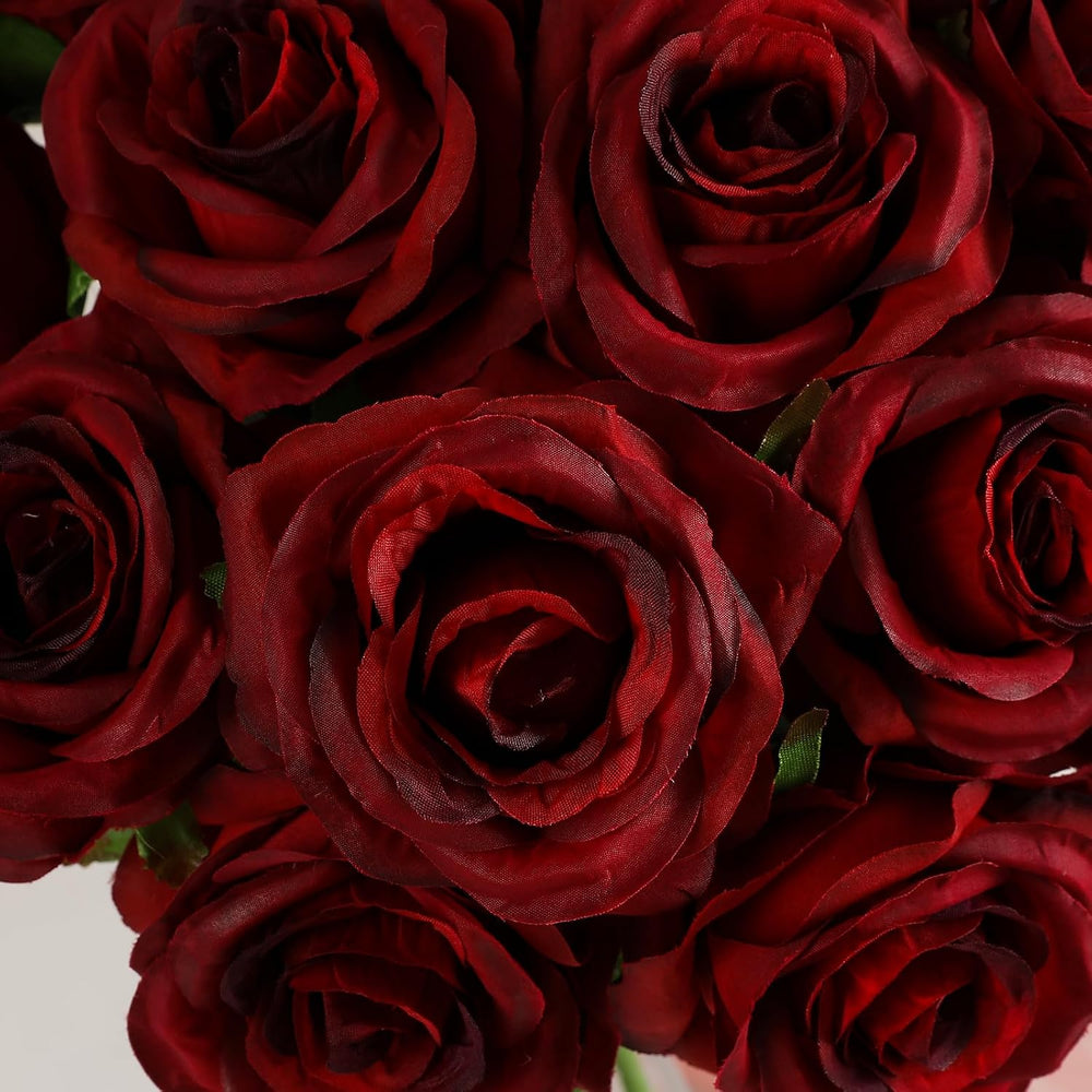 Kisflower 60 Pcs Burgundy Roses Artificial Flowers Bulk, Maroon Flowers Artif...