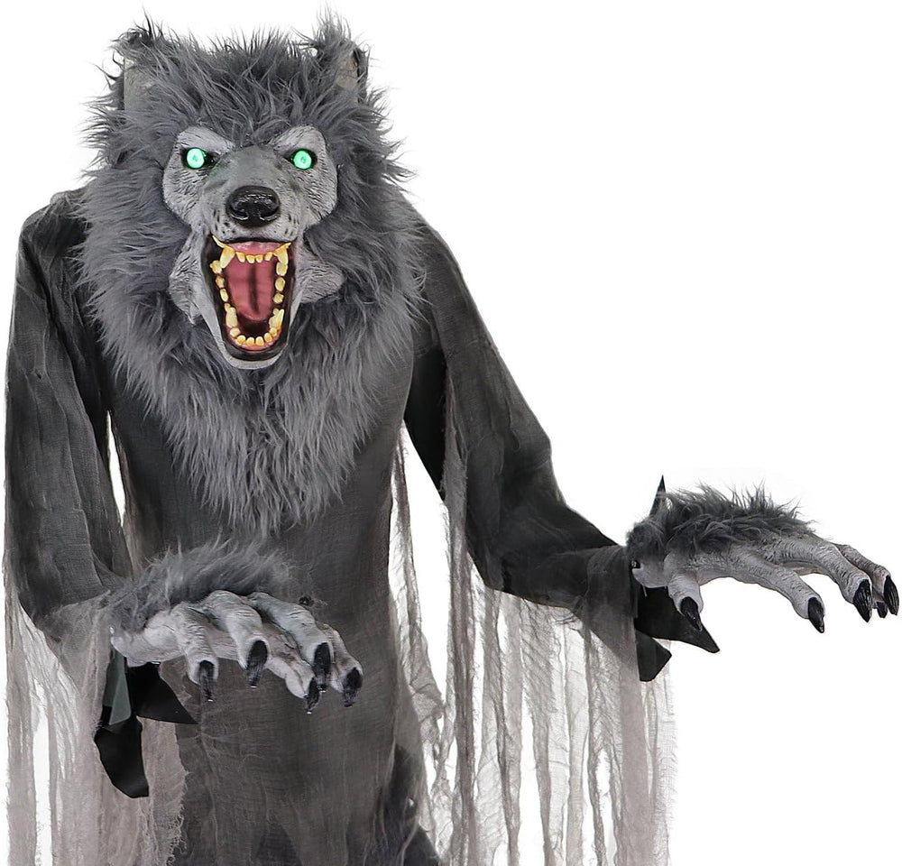 Haunted Hill Farm 7-Ft. Motion-Activated Werewolf Animatronic with LEDs