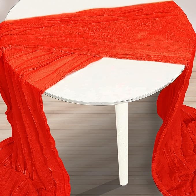 6 Pack Red Cheesecloth Table Runner 35x120 Inch 10Ft Rustic Gauze Cheese Cloth Table Runner Sheer Cheesecloth Table Runners for Wedding Party Bridal Shower Decoration
