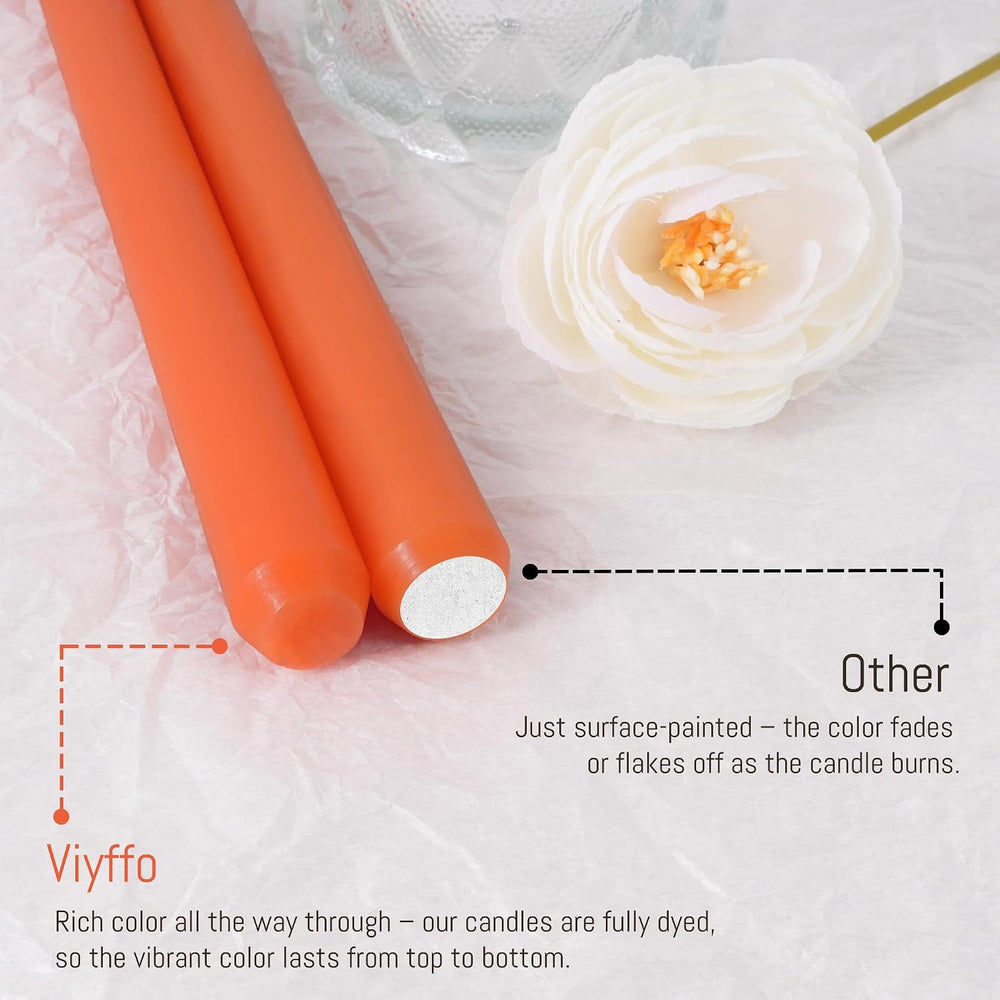 Viyffo 10 Inch Taper Candles-20 Pack Orange, Unscented, Smokeless