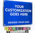Custom Metal Signs, Personalized Aluminum, Waterproof Business Signs, White Aluminum (Blue Background, 14x10 In)