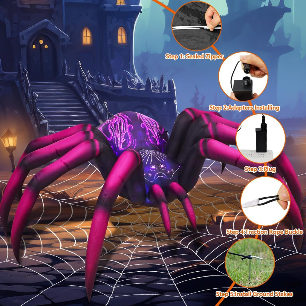 comin 9 ft long halloween inflatables purple gradient shown in use