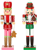 Soaoo 2 Pcs Christmas Nutcracker Ornament 14'' Wooden Nutcracker Figures