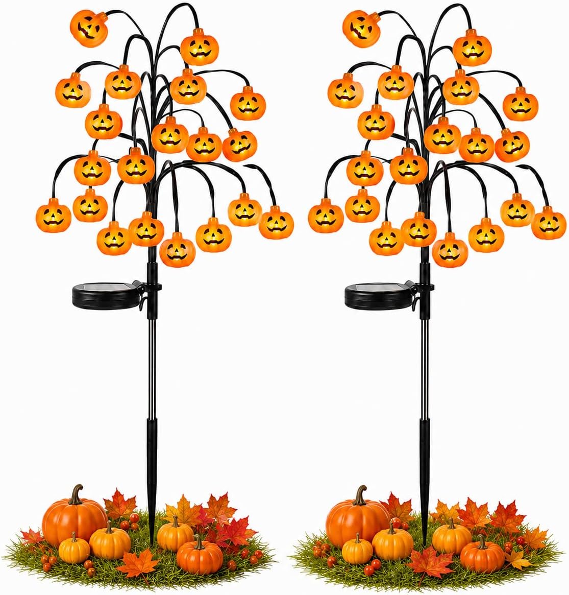 Halloween Pumpkin Lanterns, Solar Lights, Outdoor Pumpkin Tree Stake Lights