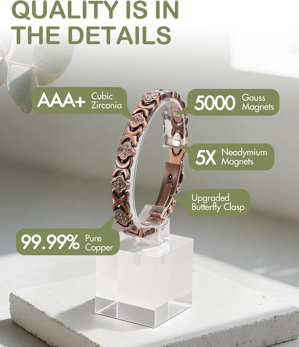 Feraco Pure Copper Bracelets for Women, Ultra Strength Magnetic Bracelet