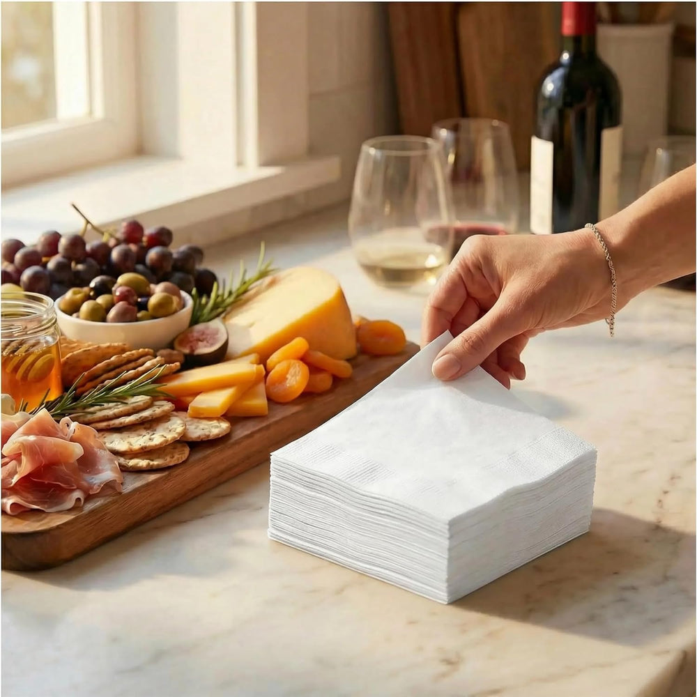AMERICAN HOMESTEAD White Cocktail Napkins - Premium 4.75"x4.75" Dis...
