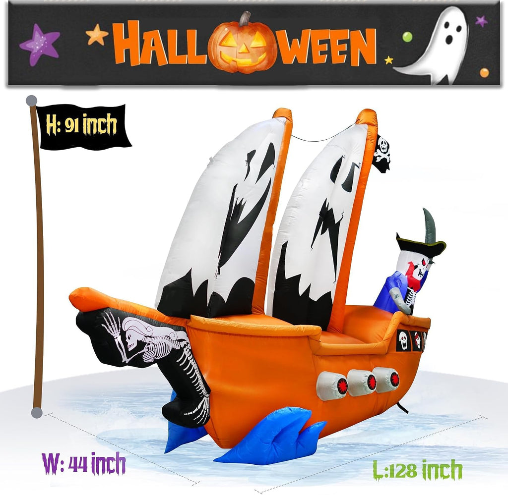 10ft length halloween pirate ship inflatable with pirate shown in use
