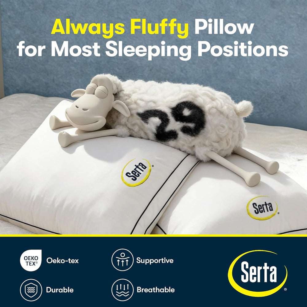 Serta Bed Pillows Queen/Standard Size Set of 2, Medium Soft Support, White