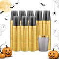 supernal 10 oz Black and Gold Plastic Cups for Holiday & Parties
