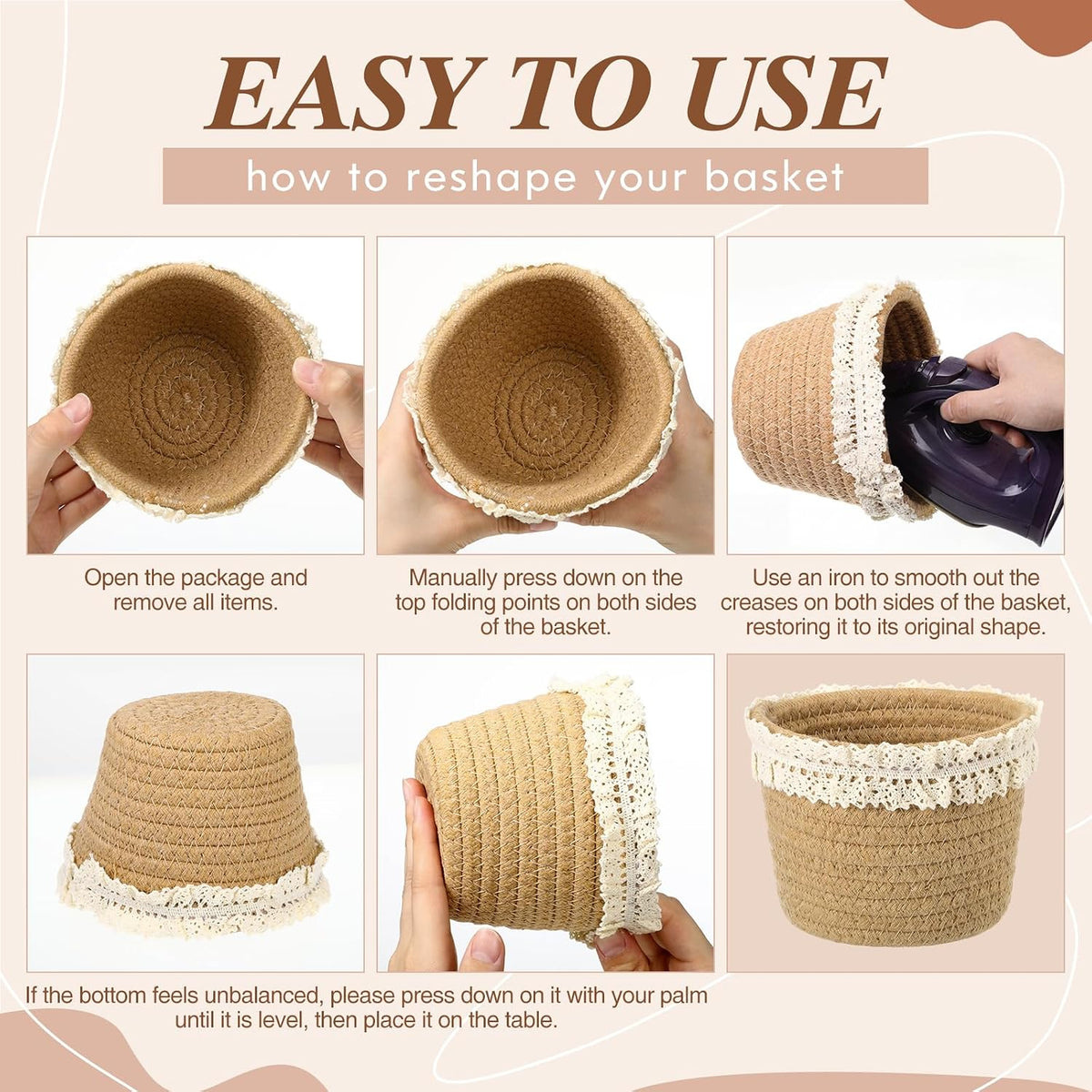 thenshop 12 pcs small woven basket empty with, side view