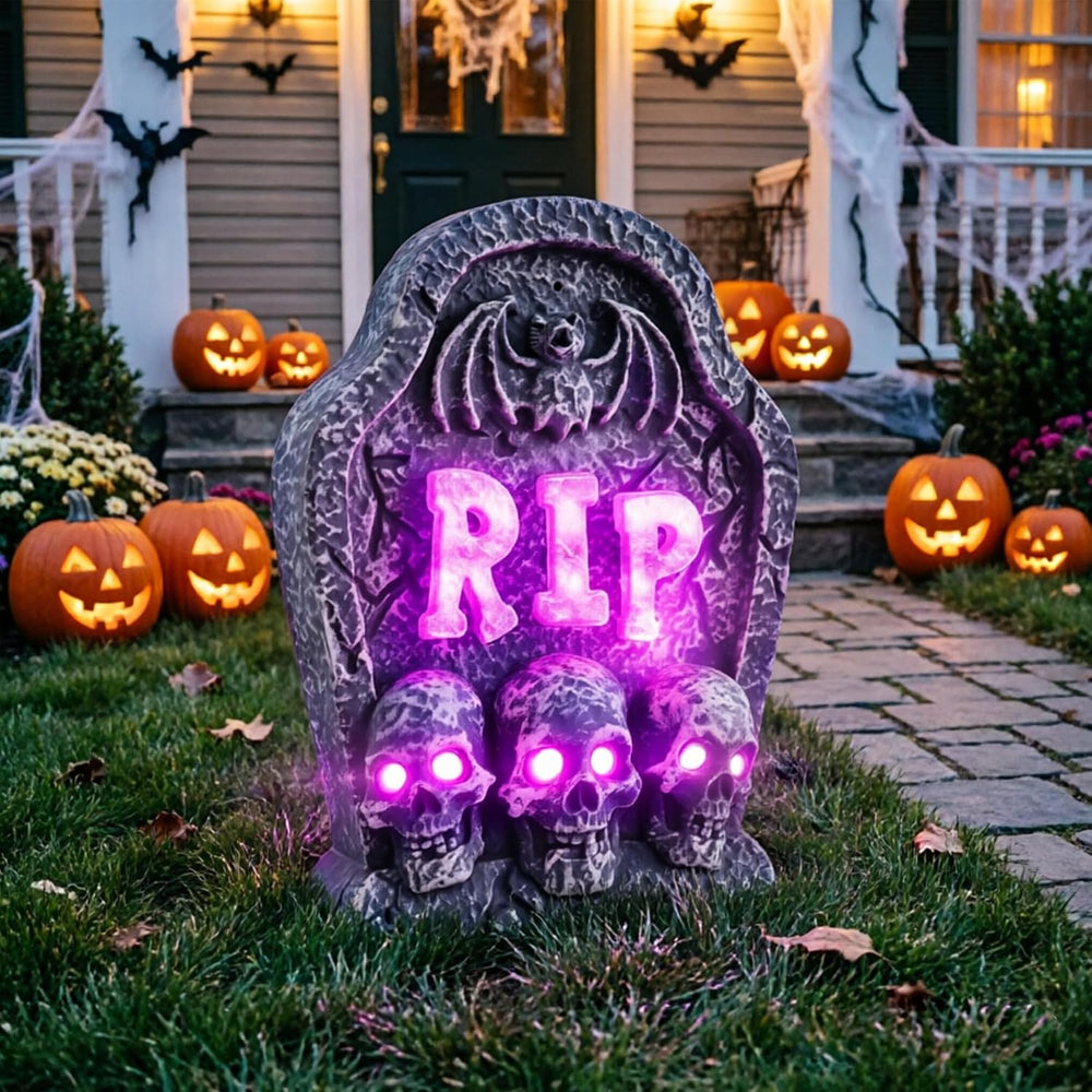 16" Halloween Animated Shaking RIP Tombstone Decor with Creepy Sound