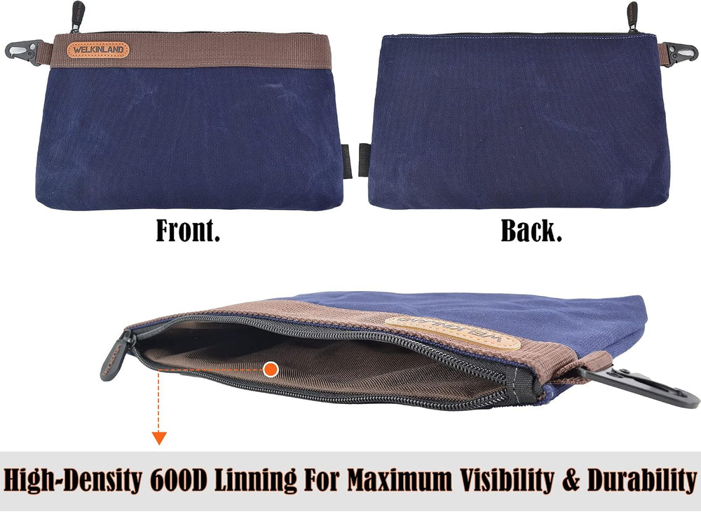 WELKINLAND Heavy-Duty Canvas Tool Pouch, 4PCS 12-Inch Zippered Tool Pouch