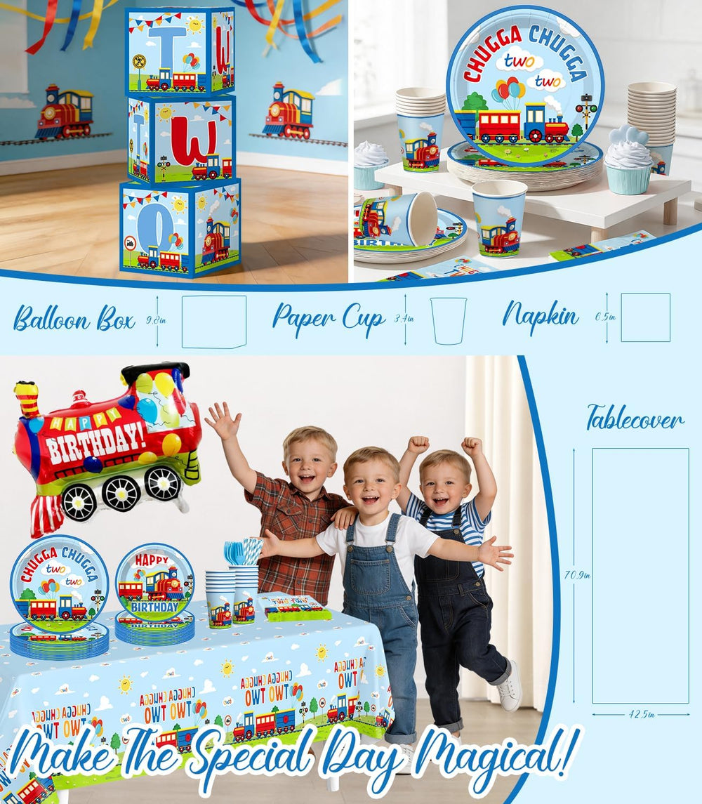 256Pcs Chugga Chugga Two Two Party Decor, All-in-One Set for 25 Guests