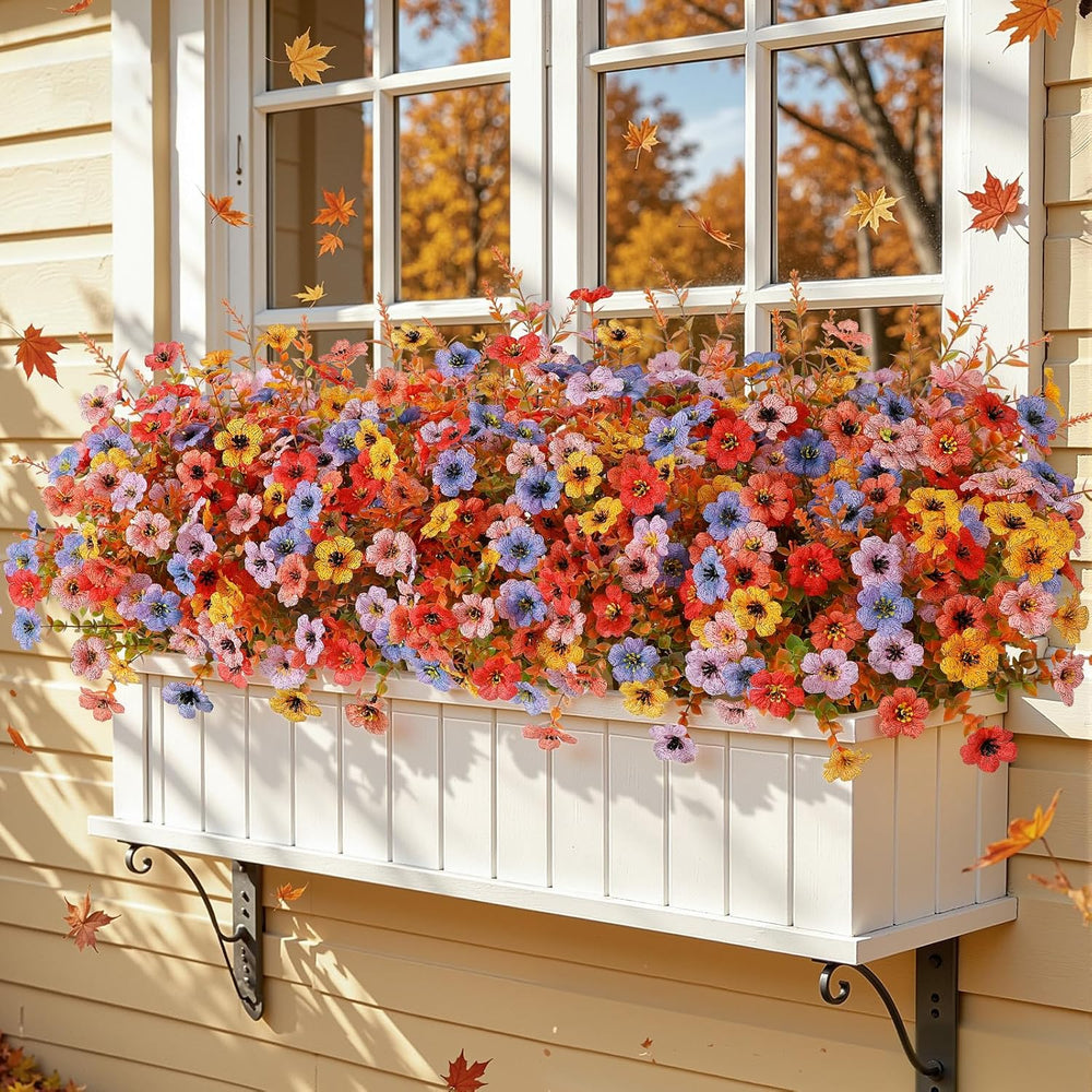 SHareconn 24Pcs Artificial Fall Flowers UV Resistant Fake Mums for Outdoors