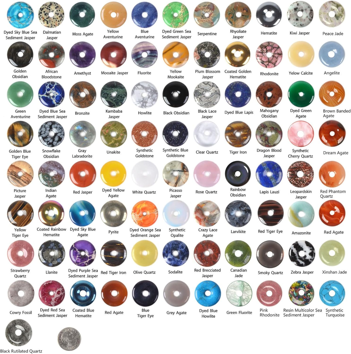 30mm donut beads wholesale lot semi-precious gemstone for shown in use