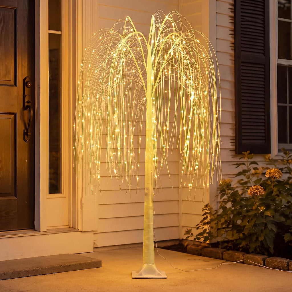5ft lighted weeping willow tree, 216 led artificial showing dimensions
