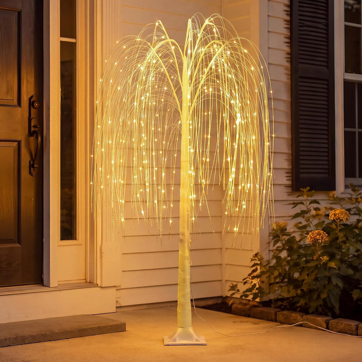 5ft lighted weeping willow tree, 216 led artificial showing dimensions