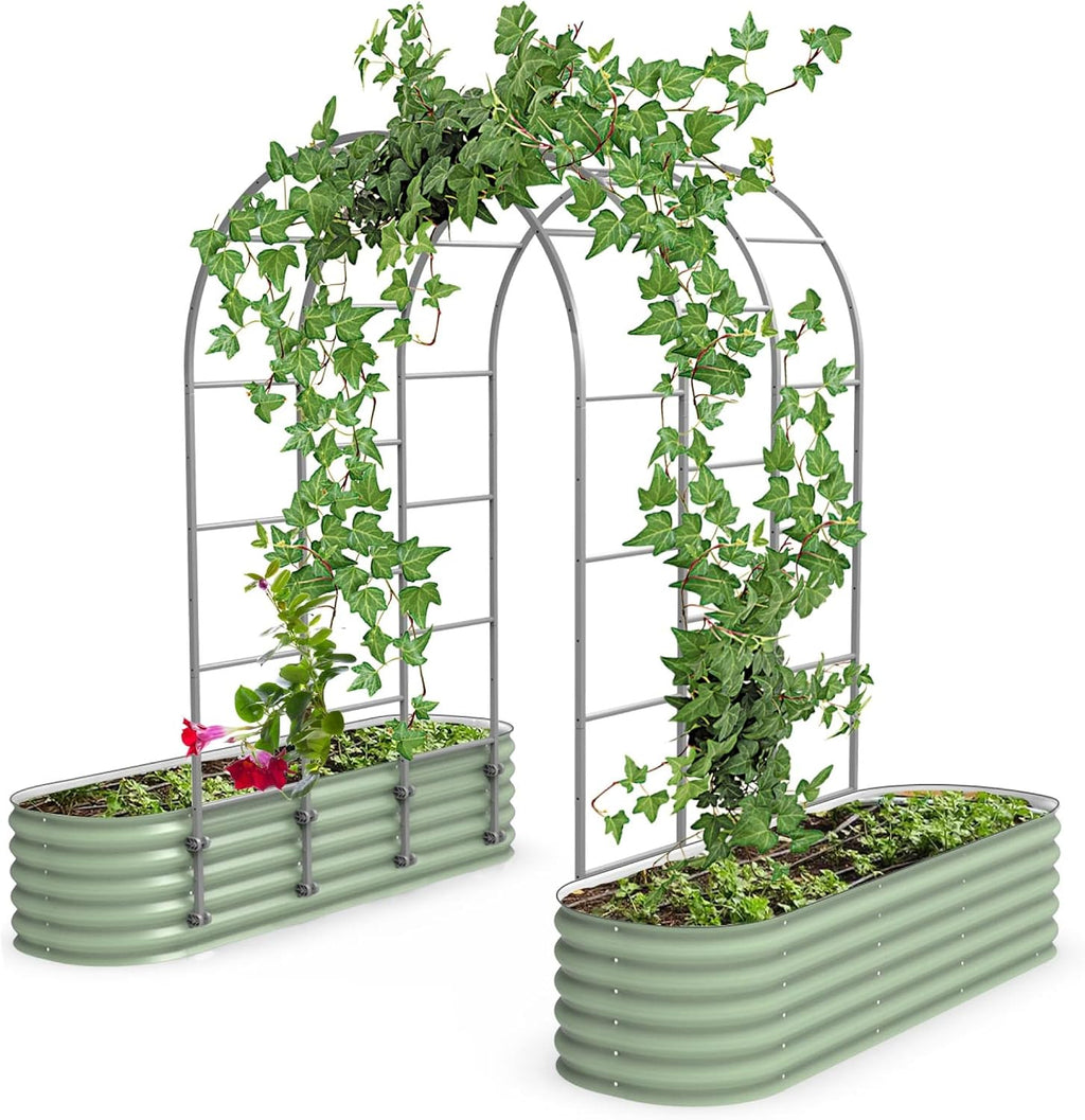 Vego Garden Modular Arched Trellis System 4.5' Long Trellis for 2.0' x 6.5' or 3.5' x 6.5' or 2.0' x 8.0' Garden Bed for Climbing Plants like Cucumber Beans Tomatoes & Vines (Garden Beds Not Included)