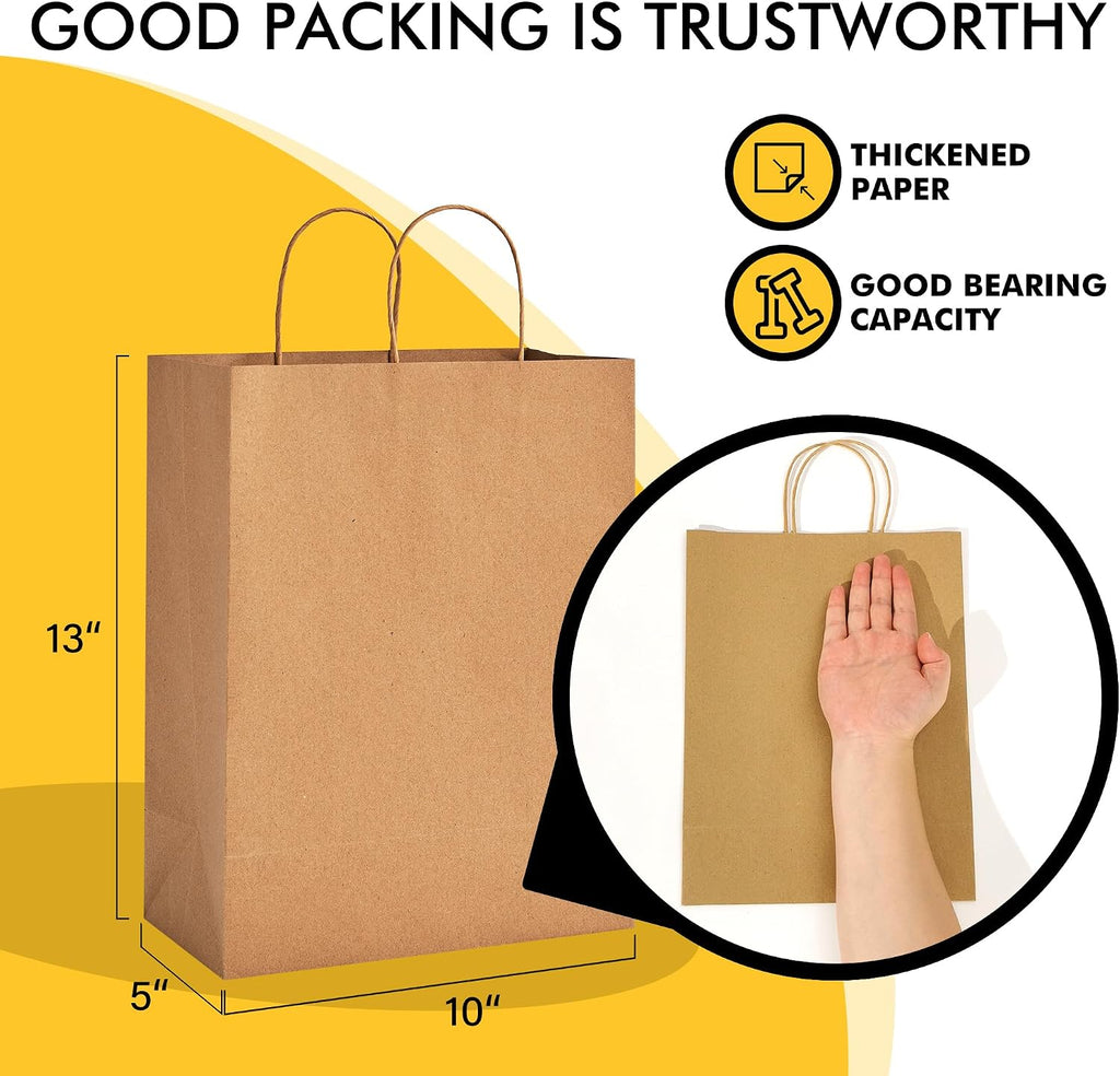 racetop large brown kraft paper bags 100 pack, close-up detail