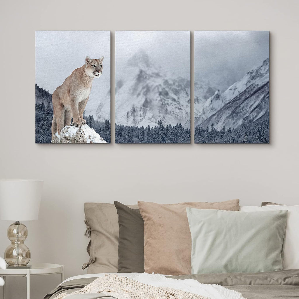 signford canvas print wall art set mountain lion, side view