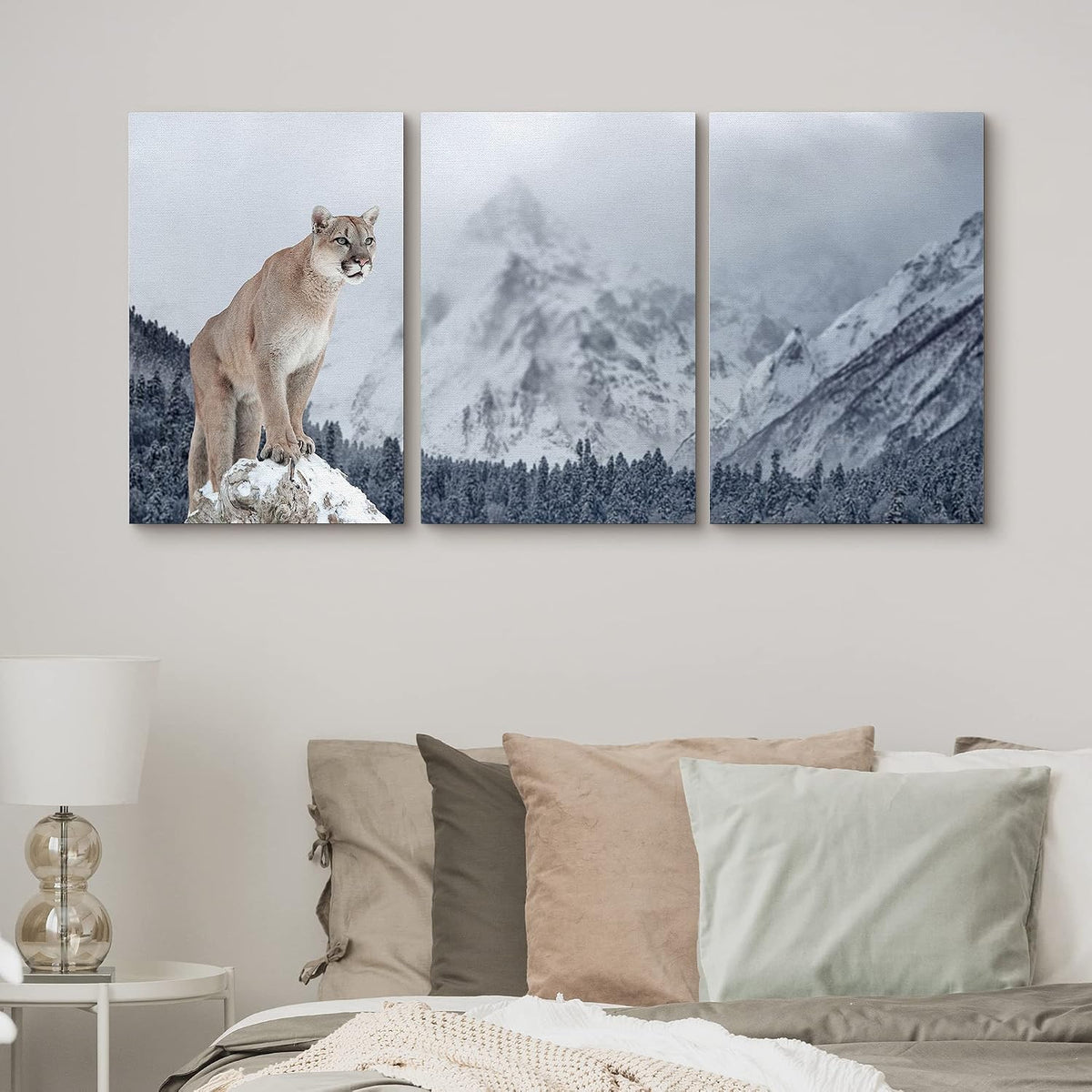 signford canvas print wall art set mountain lion, side view