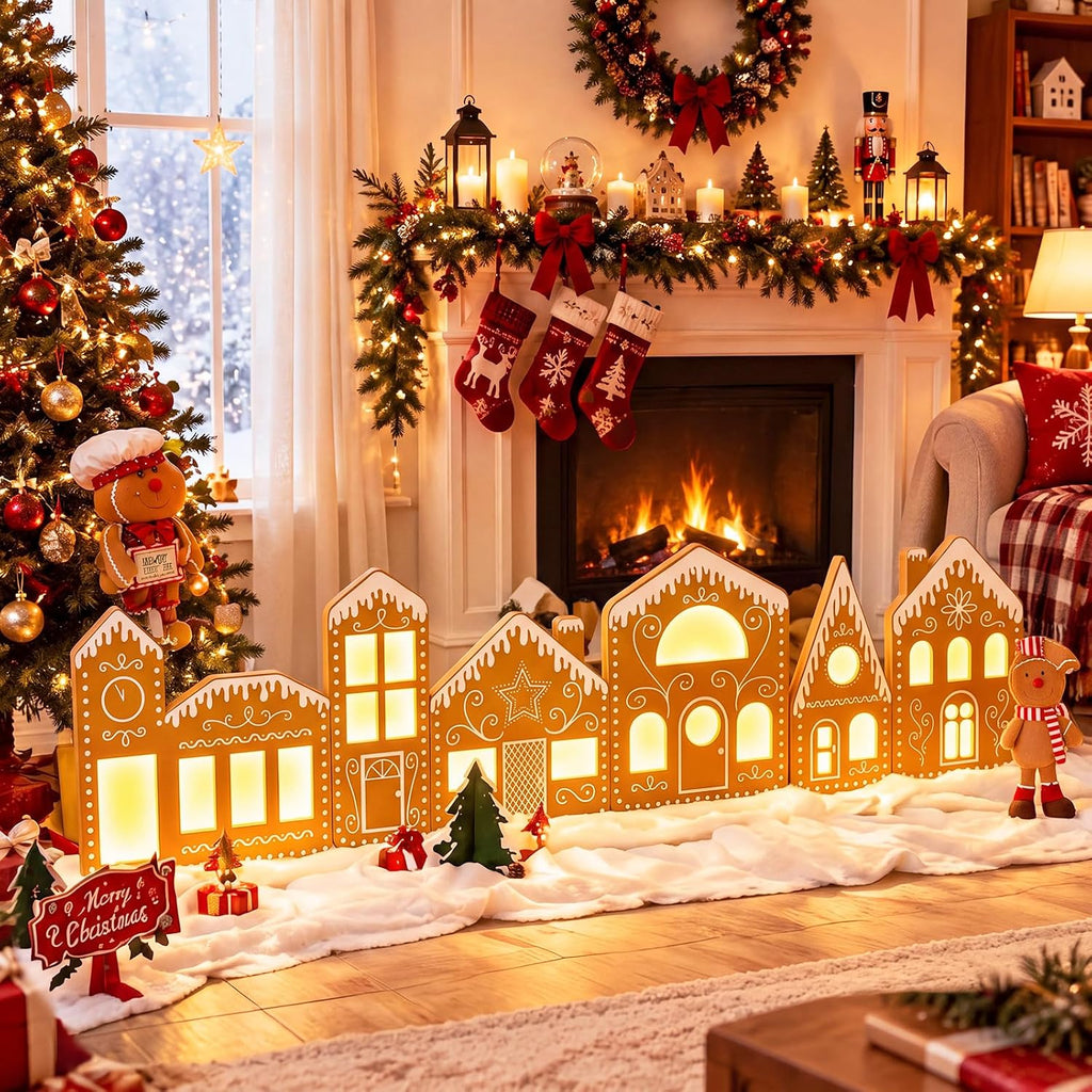 Epakh 2 Sets 2.8 x 1.3ft Large Christmas Village Gingerbread House Decor