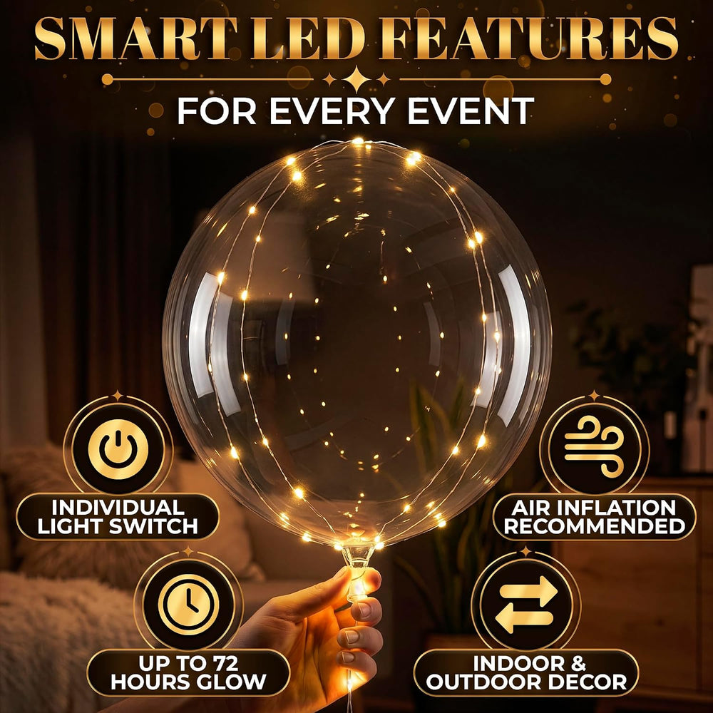 20 Pcs Gold LED Balloons Light Up Balloons, 18 In Balloon Lights
