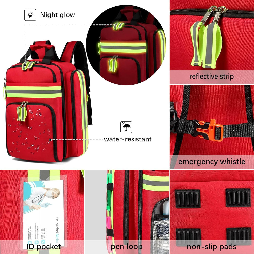 Gatycallaty First Aid Backpack - Medical Evacuation Bag - Red Emergency Lifeg...