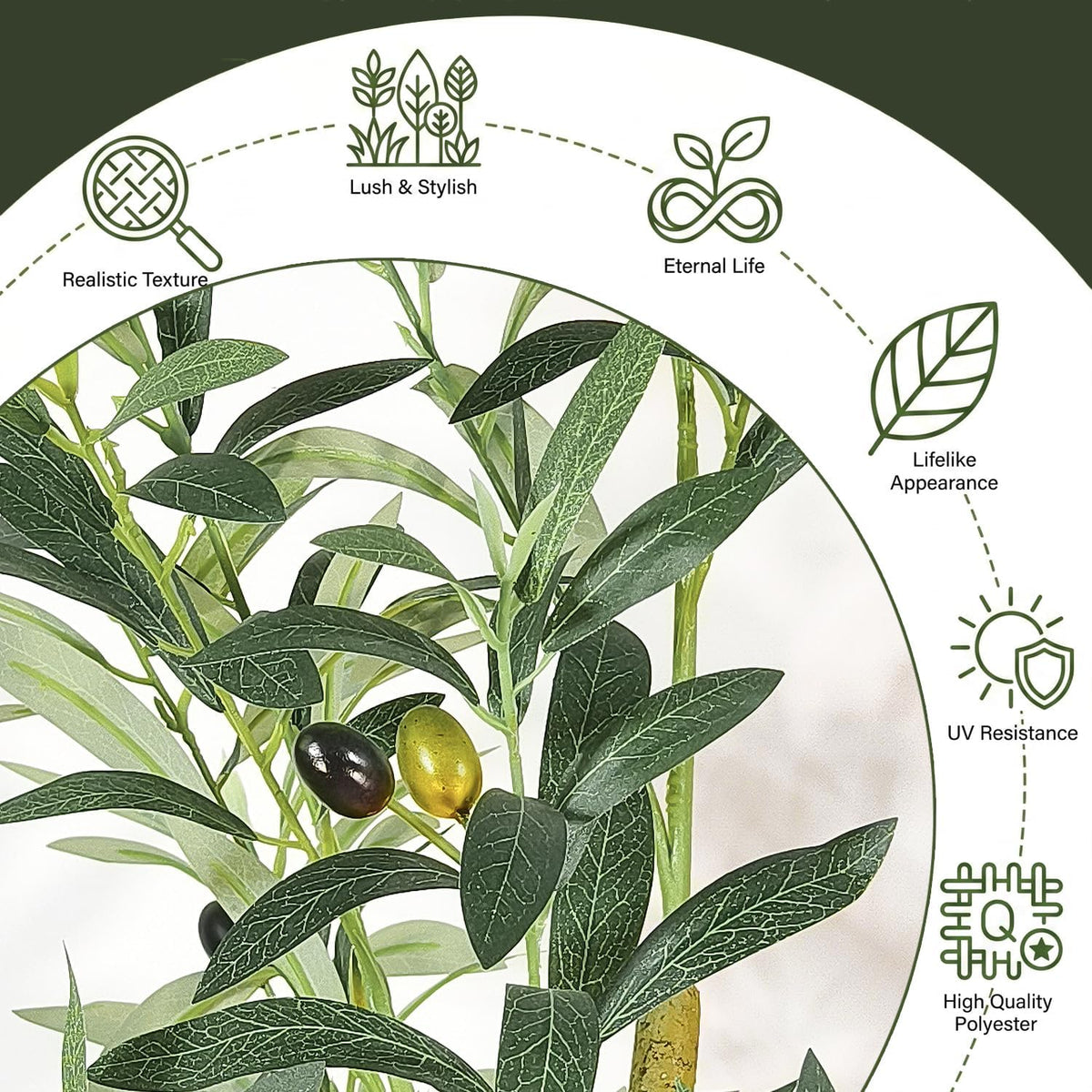 Olive Trees Artificial Indoor, 5FT Tall Faux Olive Tree with Lush Leaves and Lifelike Fruits, Artificial Plants in Sturdy Pot for Indoor Home Office Living Room Decor