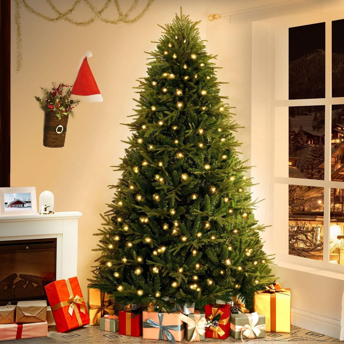 Naomi Home Camden 7.5 ft Pre-Lit Christmas Tree, 600 Warm Lights