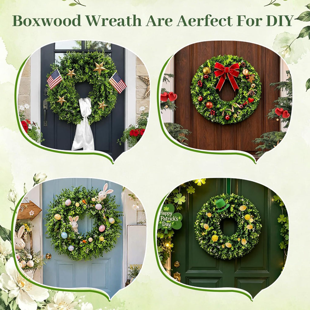 Cleangor Artificial Boxwood Wreaths for Front Door