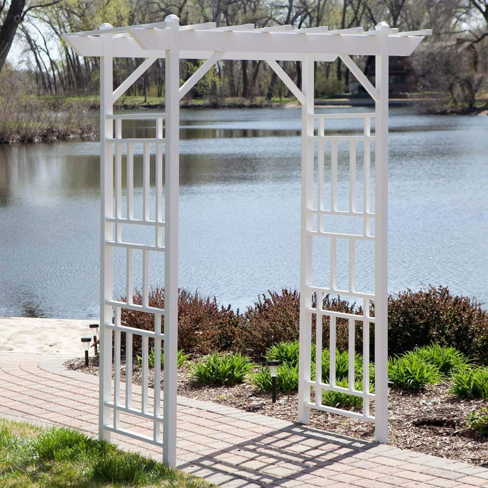 Dura-Trel Wellington Arbor 72" x 85" Outdoor Garden Trellis, White