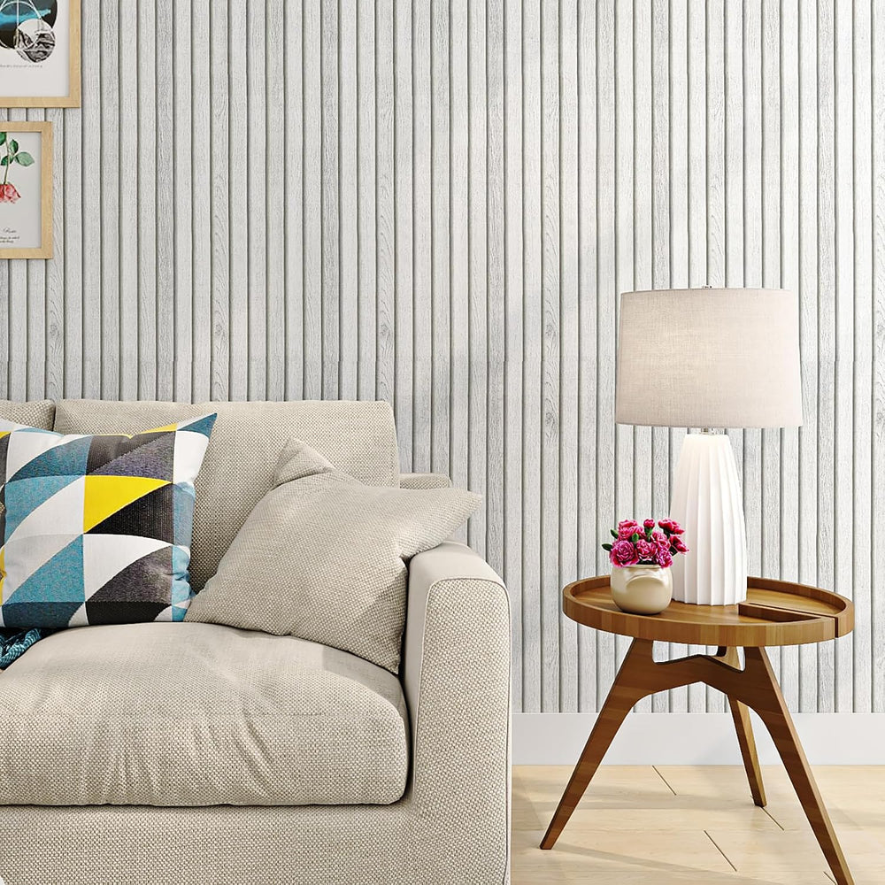 Livelynine 15.8x394 Beadboard Peel and Stick Wallpaper Removable Pre Pasted W...