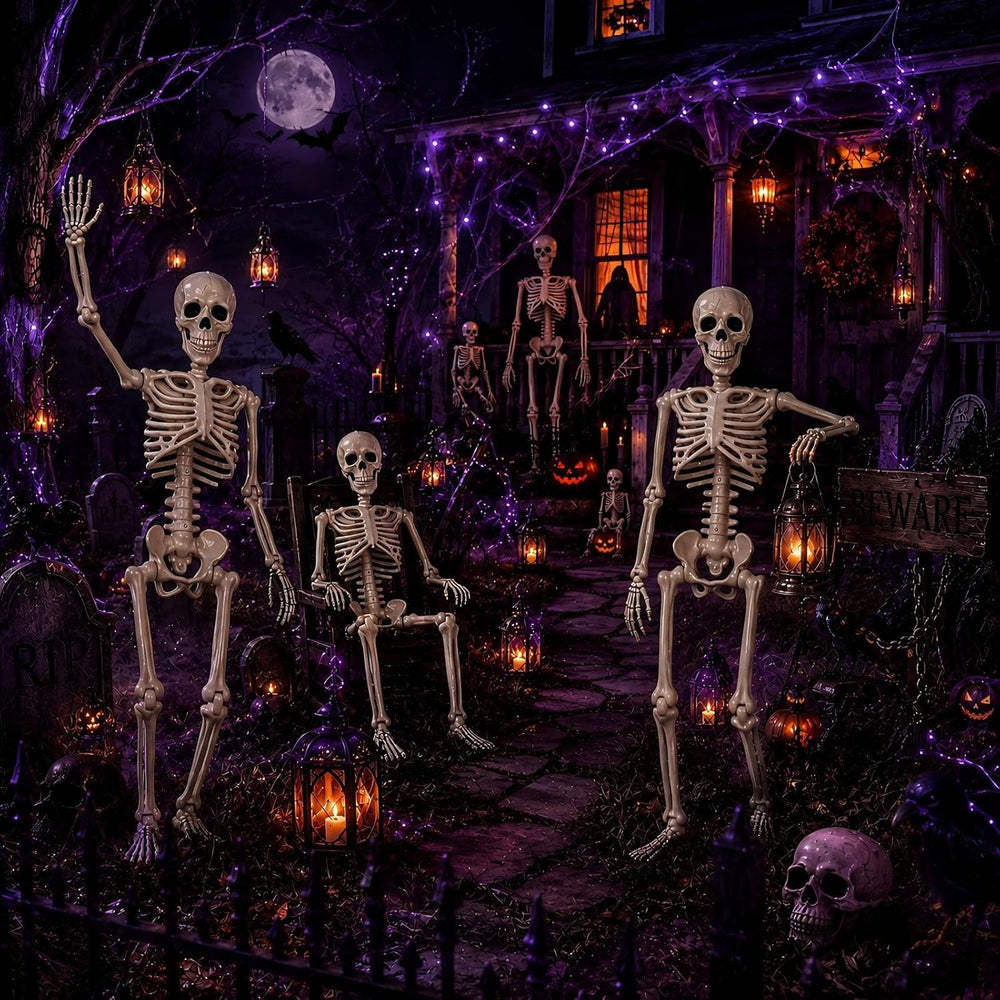 5.4 ft Posable Halloween Skeleton Decorations,Human Bones for Halloween Party...
