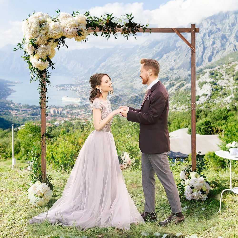 Moccha Wedding Arch, 7.2 FT Wooden Arch Backdrop Stand, Outdoor Archway Pergo...