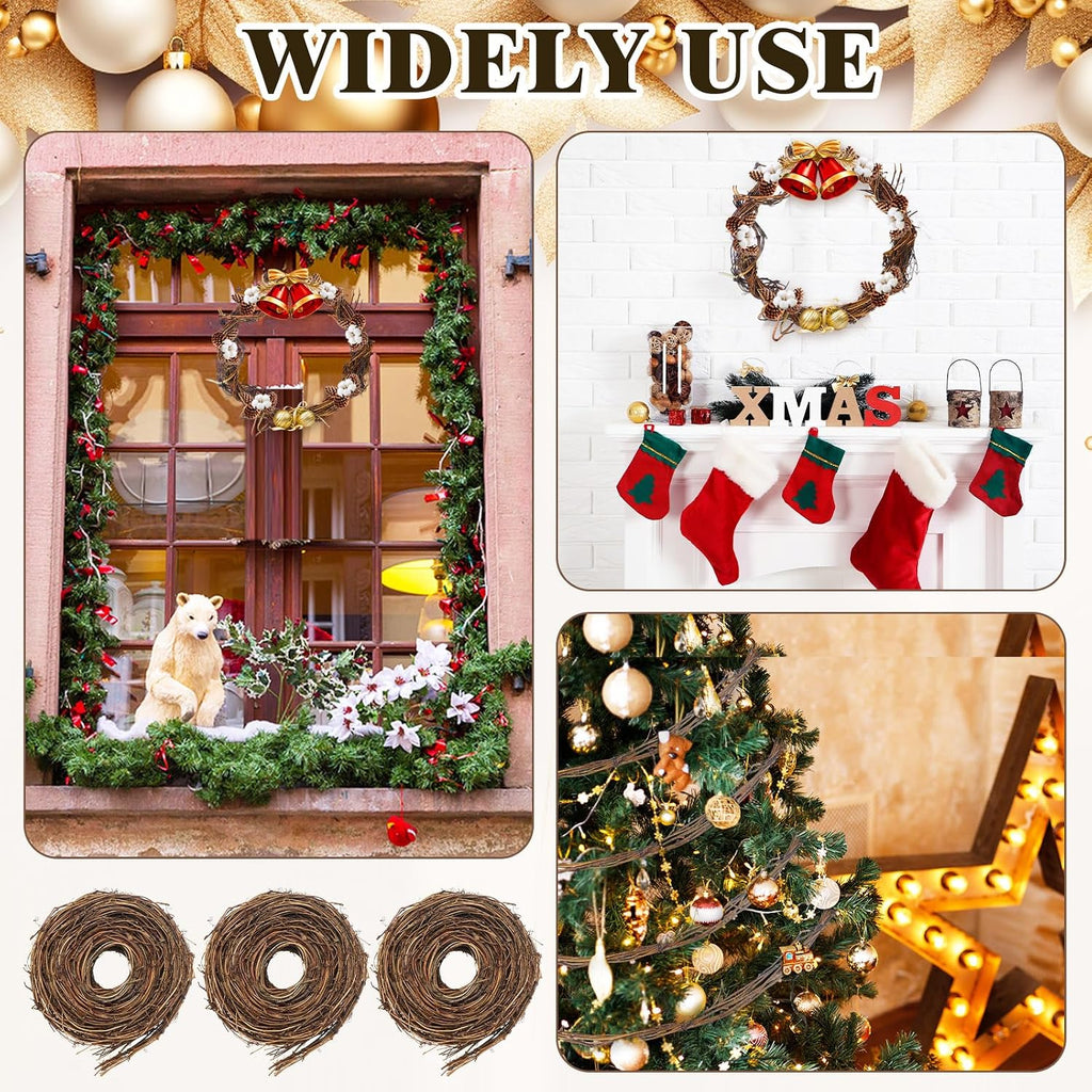 Janinka 9 Pcs 15 Feet Grapevine Garland Natural Twig Vine Wreath for Craft