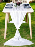 MDS 10 Pack 10ft Chiffon Table Runner 29 x 120 Inches Sheer Wedding Runner Romantic Rustic Table Runner for Wedding Decorations, Birthday Parties, Bridal Shower Party Arch Decor - White