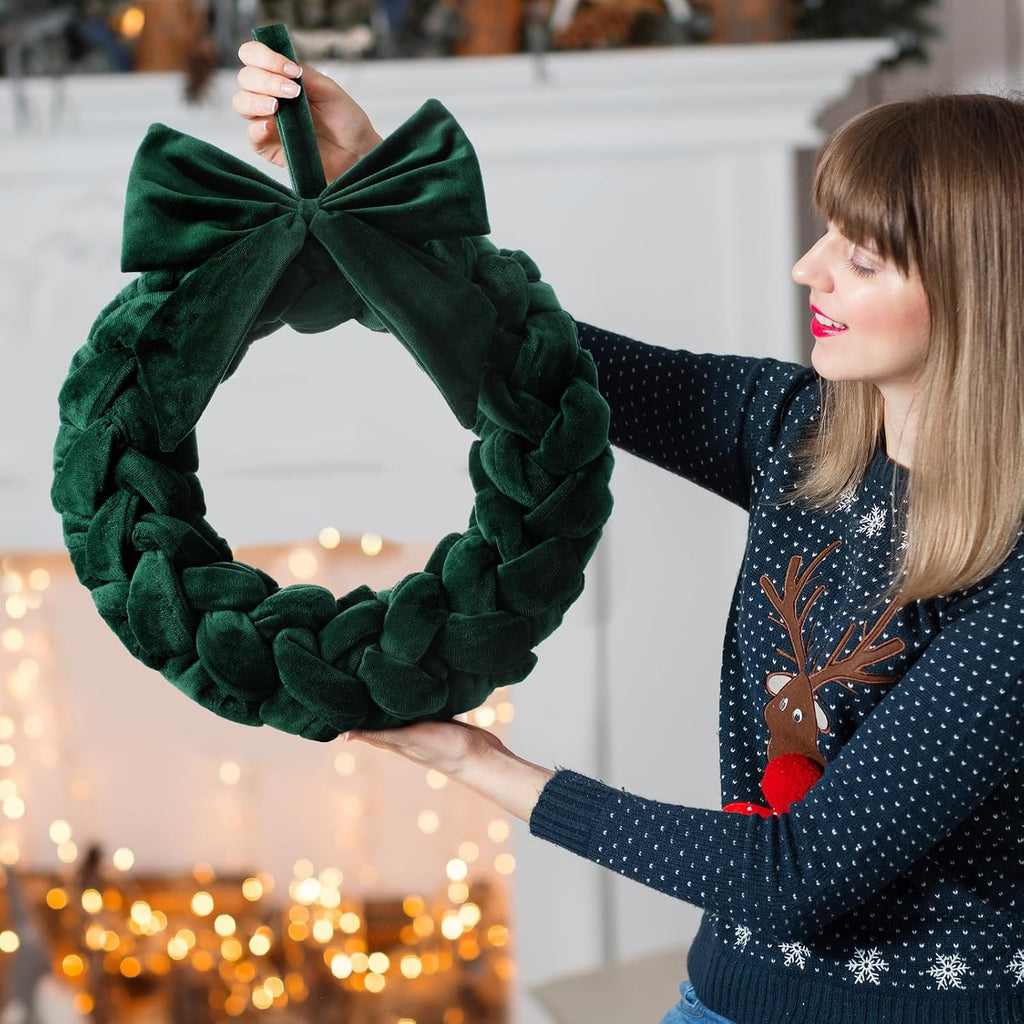 soaoo 3 christmas velvet wreaths 14" christmas wreaths, side view