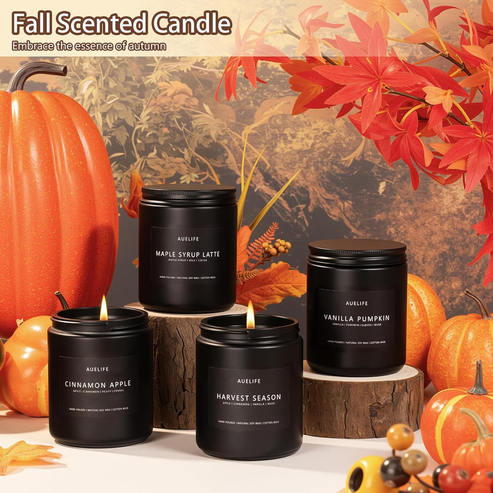 Auelife Fall Candle Set for Home Scented, Soy Wax, 4 Pack 28 oz