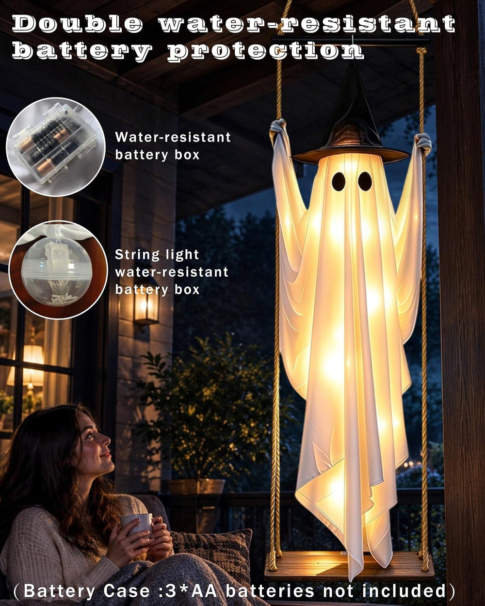 5.2FT Large Halloween Hanging Swing Ghost Decorations Outdoor Pre-Assembled