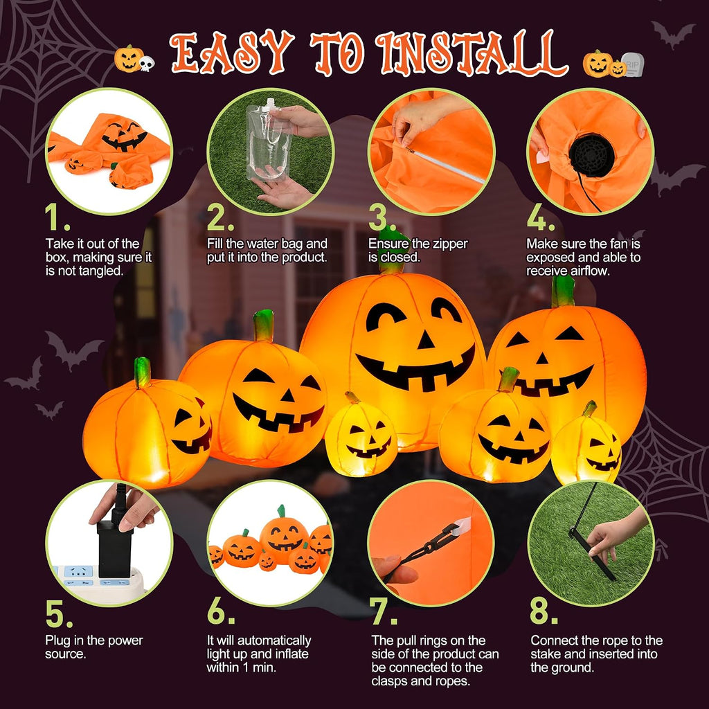 tisejoy 7.5ft halloween inflatables outdoor decorations pumpkin, side view