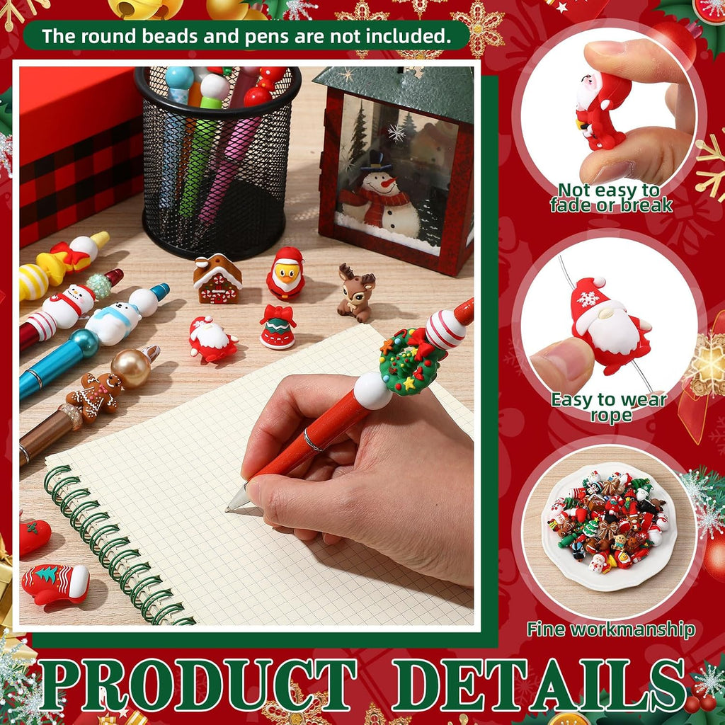 watersay 70 pcs christmas 3d silicone focal beads, close-up detail