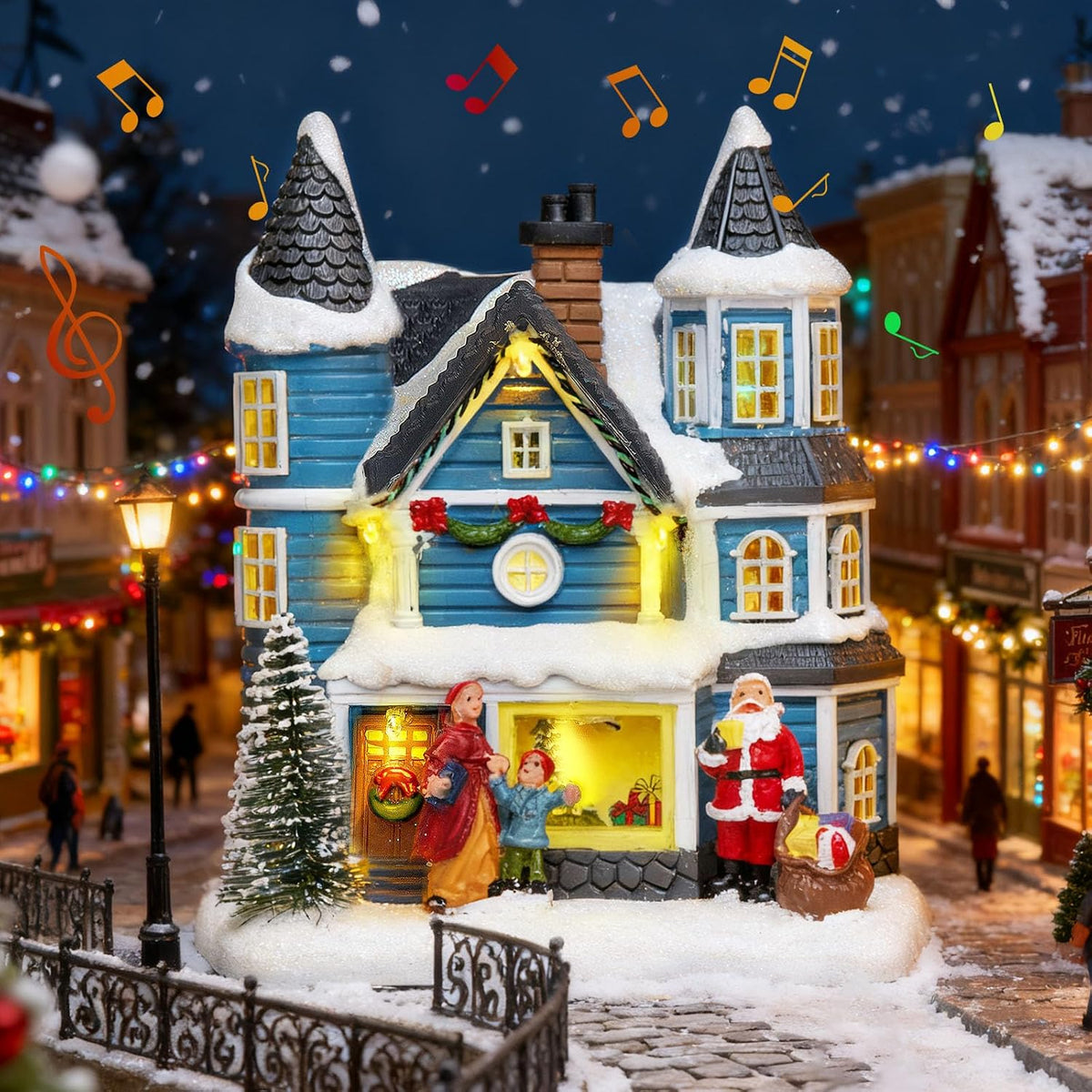 7.4" LED Lighted Christmas Collectible Building with Light & Music Modes